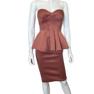 New ~ ASOS NORDSTROM ~ Dusky Pink Dome Peplum Midi Dress Size 0